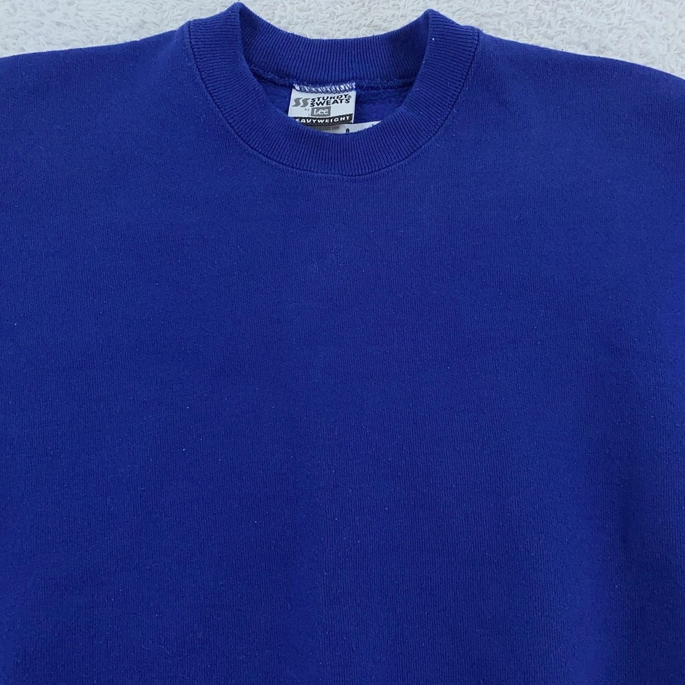 Vintage Lee Sweatshirt Mens‎ Small Blank Blue Crewneck Heavyweight Made USA 90s